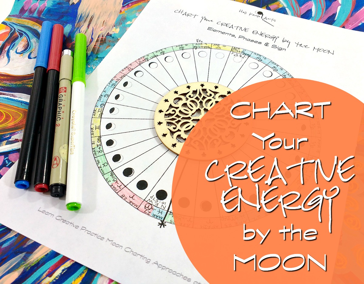 chart your creative energy and rhythms by the moon - free moon wheel chart from Hali Karla Arts