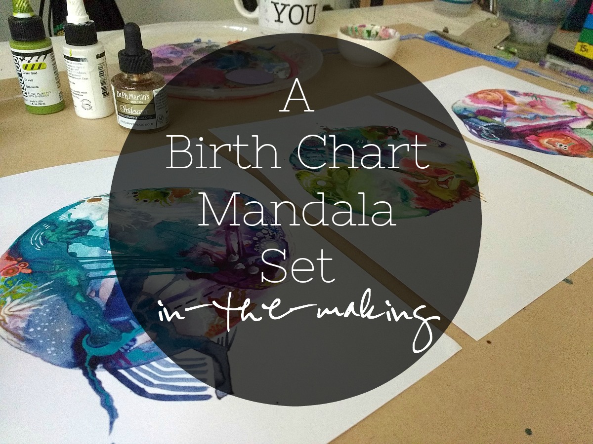 A video, plus images, of a family set of birth chart mandalas