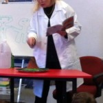 Erupting a volcano during a reading of Alien Shenanigans with a group of year 2 students at Telopea Park School.