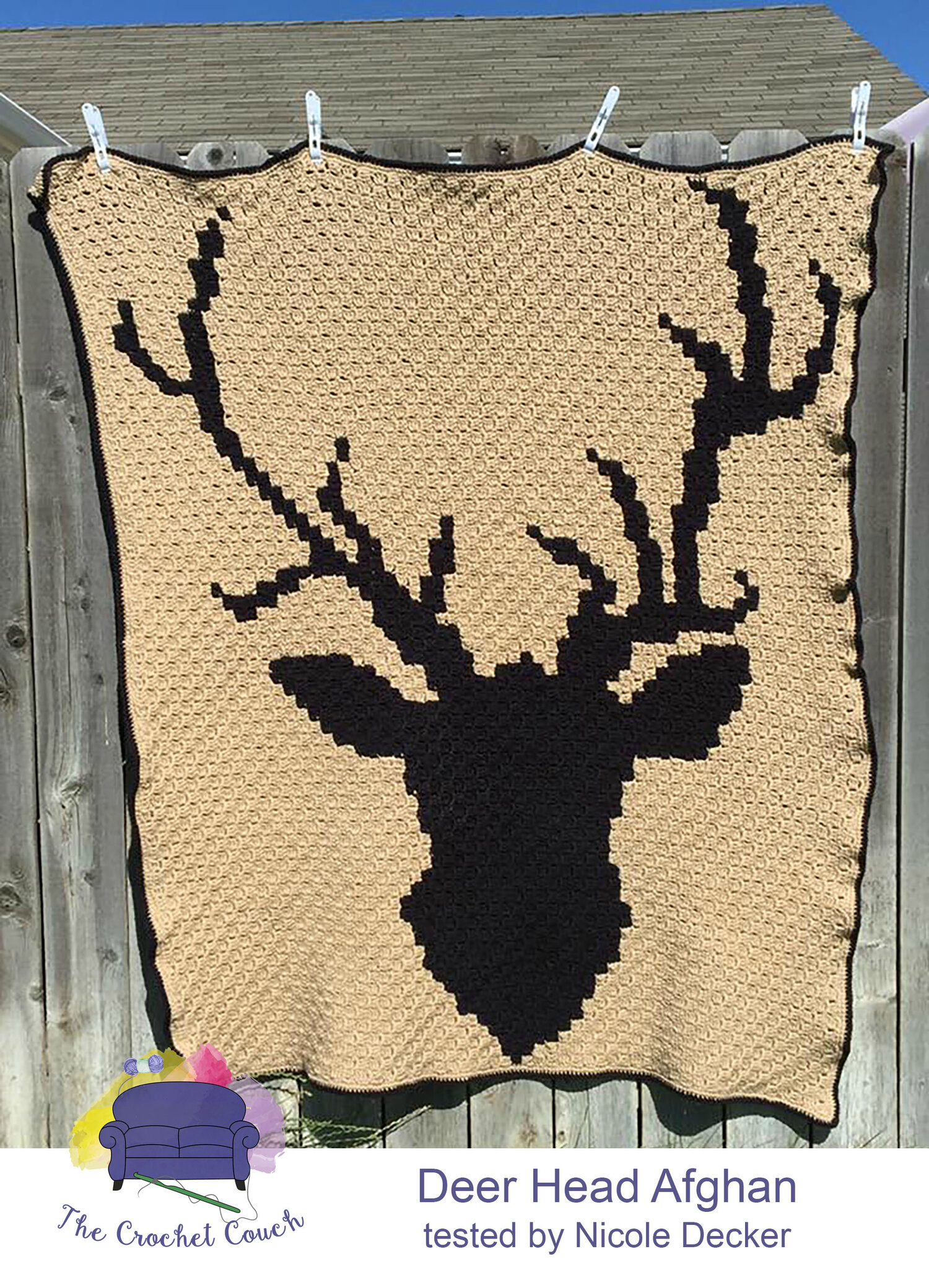 Deer Head Crochet Baby Blanket