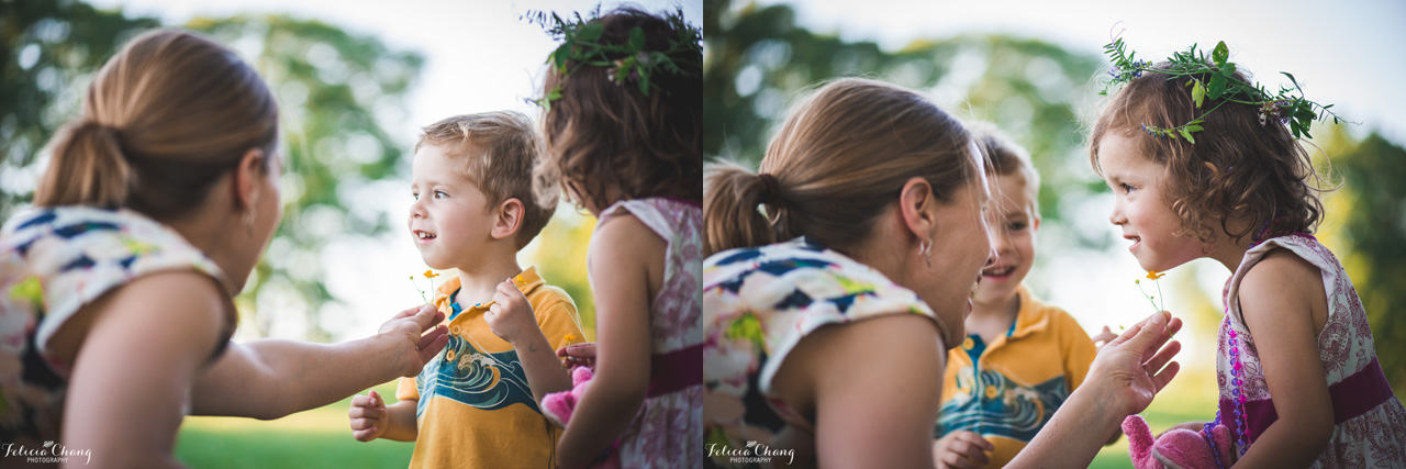 Buttercup on chin with kids, West Vancouver Family Photographer, Felicia Chang Photography