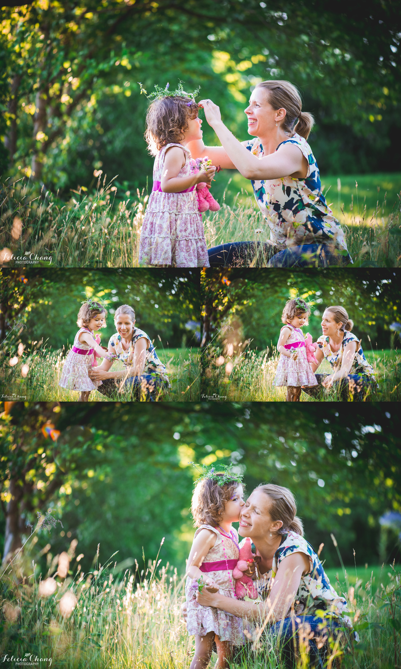 Mom + daughter with flower crown, West Vancouver Family Photographer, Felicia Chang Photography