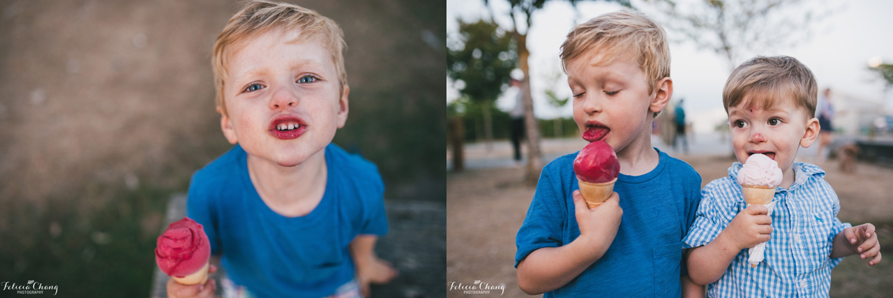 brothers enjoying their ice-cream treat, vancouver family photographer, Felicia Chang Photography
