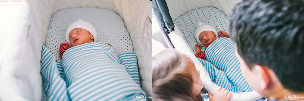 newborn baby boy in bassinet, North Vancouver newborn photographer, Felicia Chang Photography