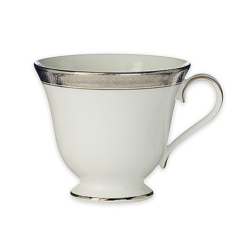 Waterford Newgrange Platinum White w/ Encrusted Rim s Cup & Saucer Set 