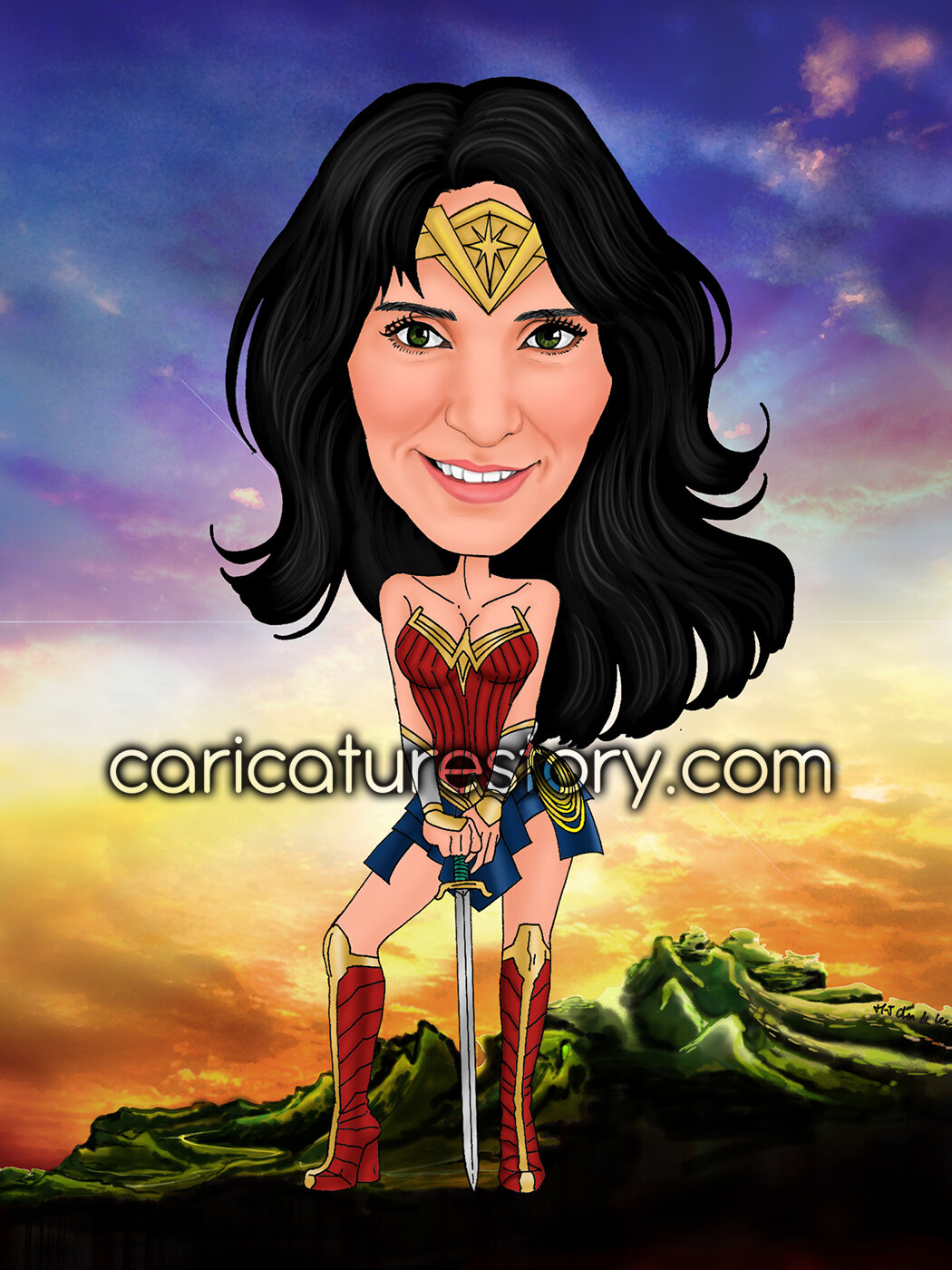 Customize Wonder Woman Digital Caricature Cartoon Portrait — Caricature  Story - Personalized custom digital cartoon caricature art and special gift  for every special occasion