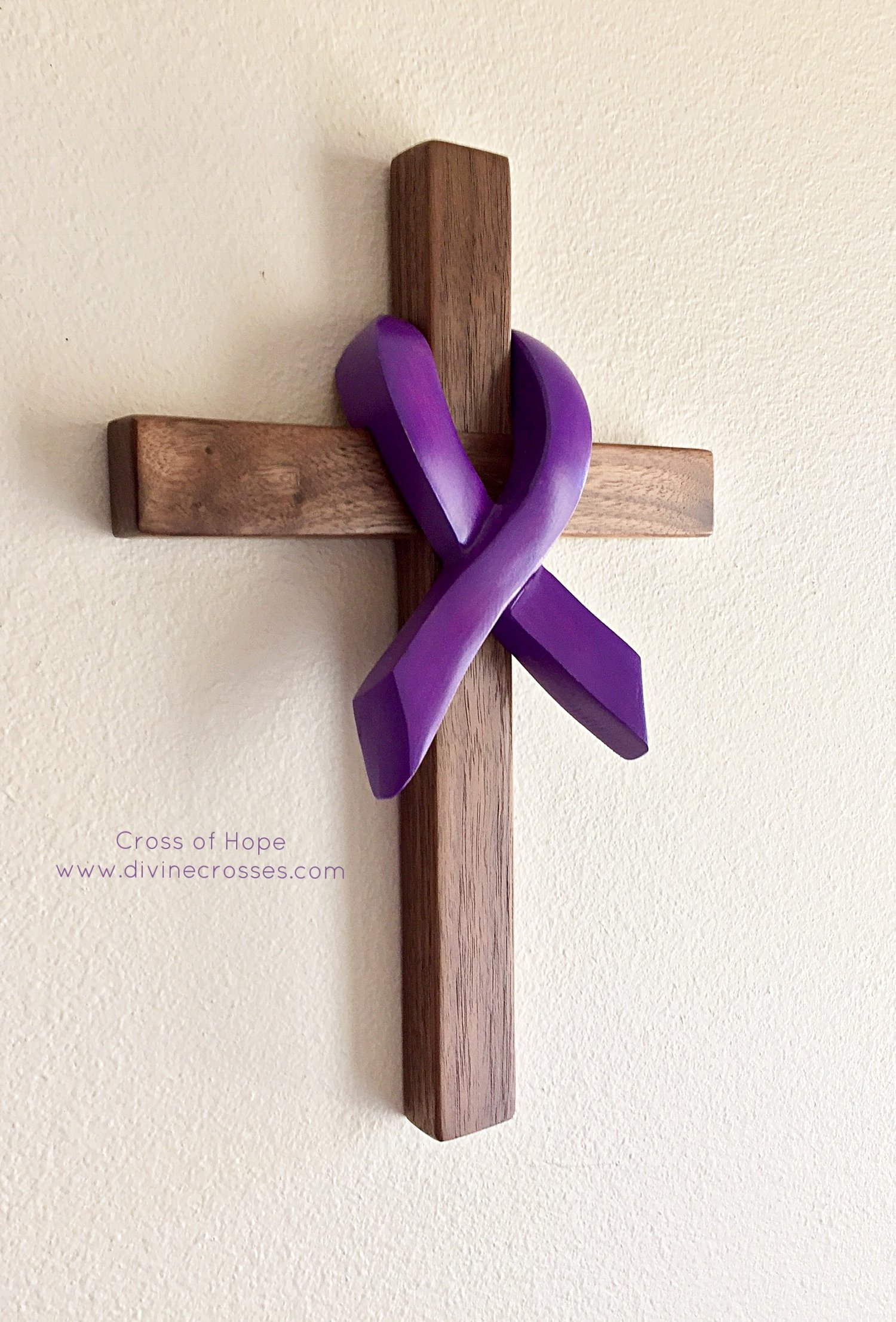Cross of Hope - Purple Cancer Survivor Ribbon — DivineCrosses®