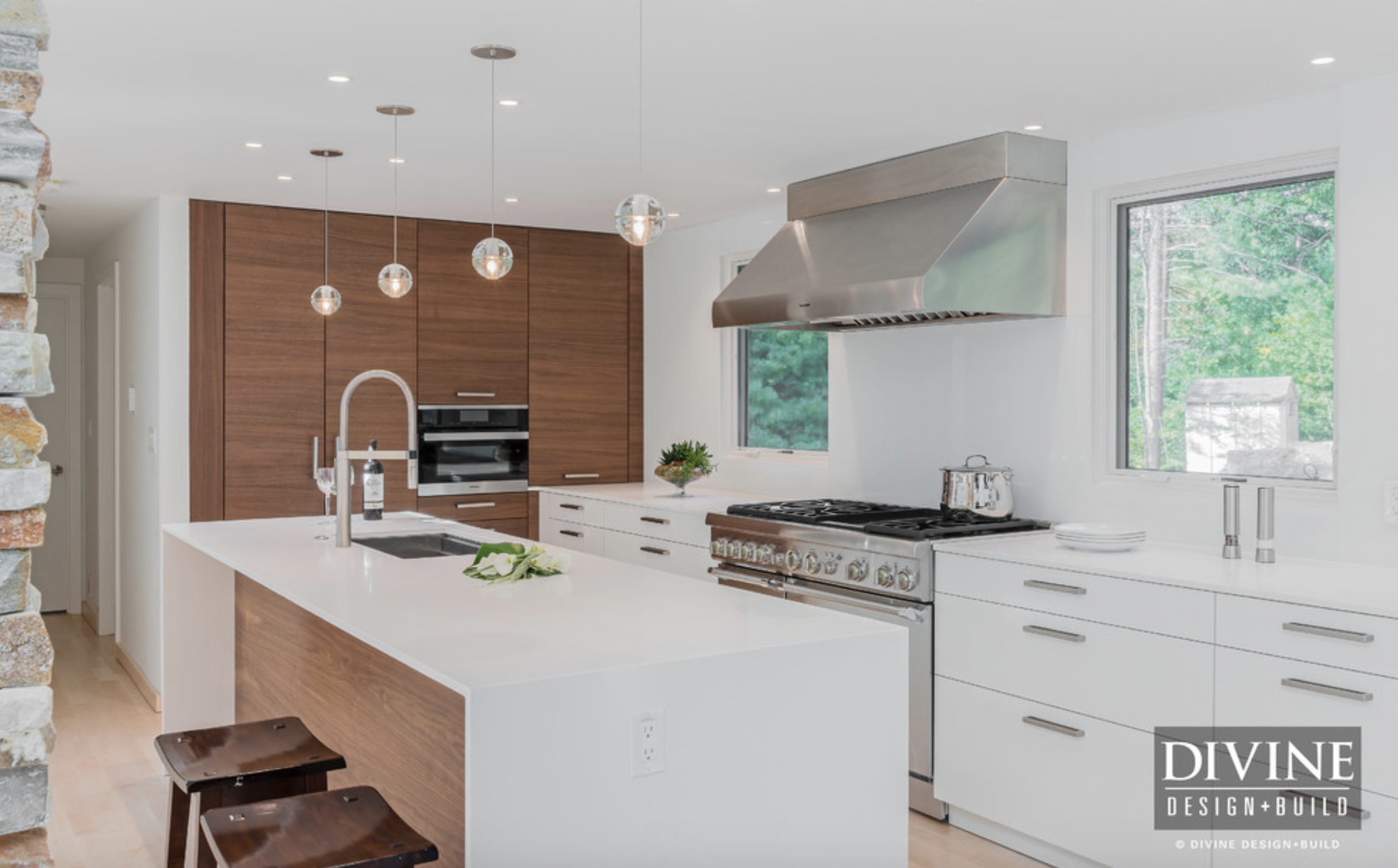 contemporary white & wood kitchen tour — divine design+build
