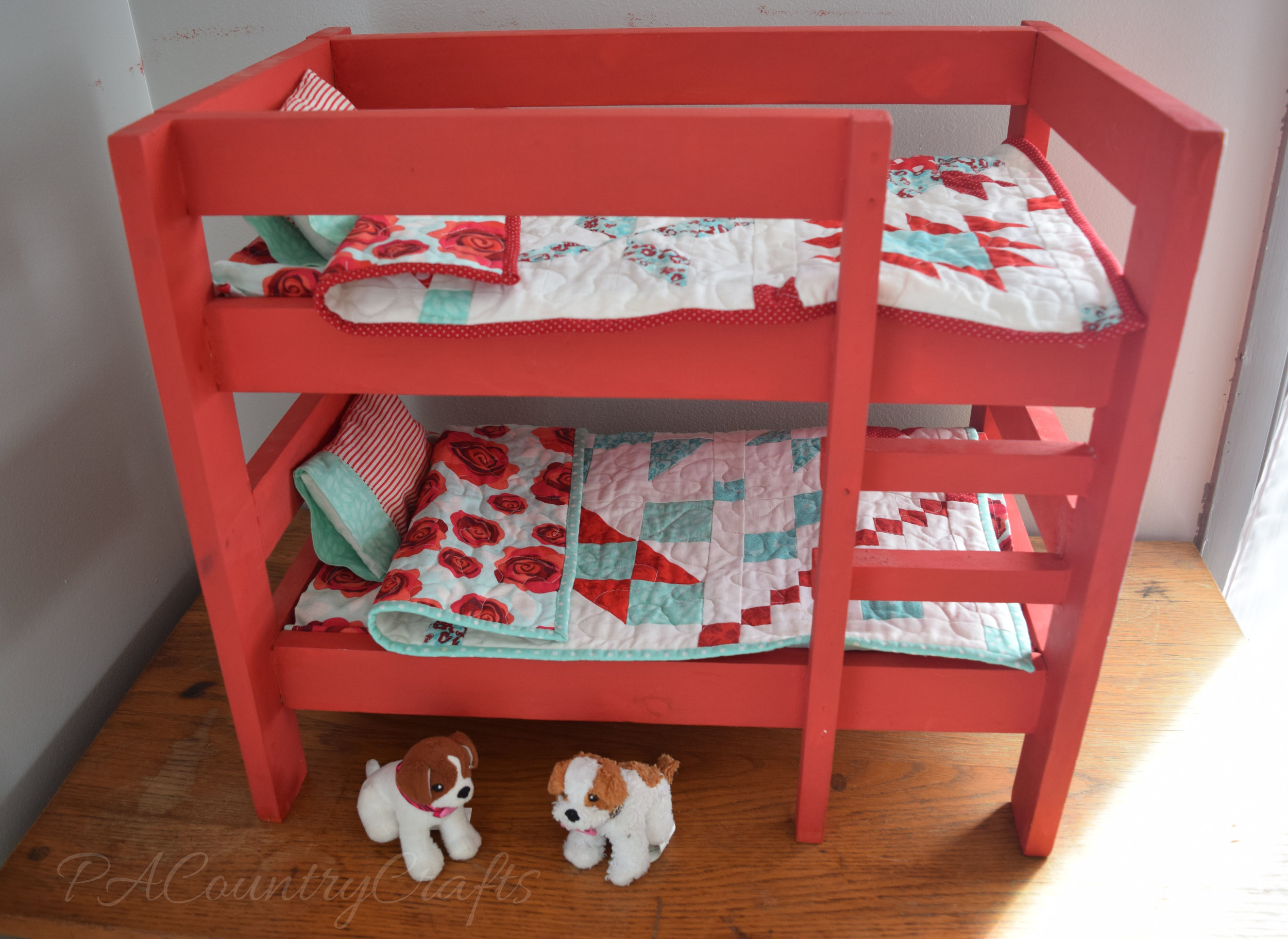 red and aqua american girl doll bunk beds