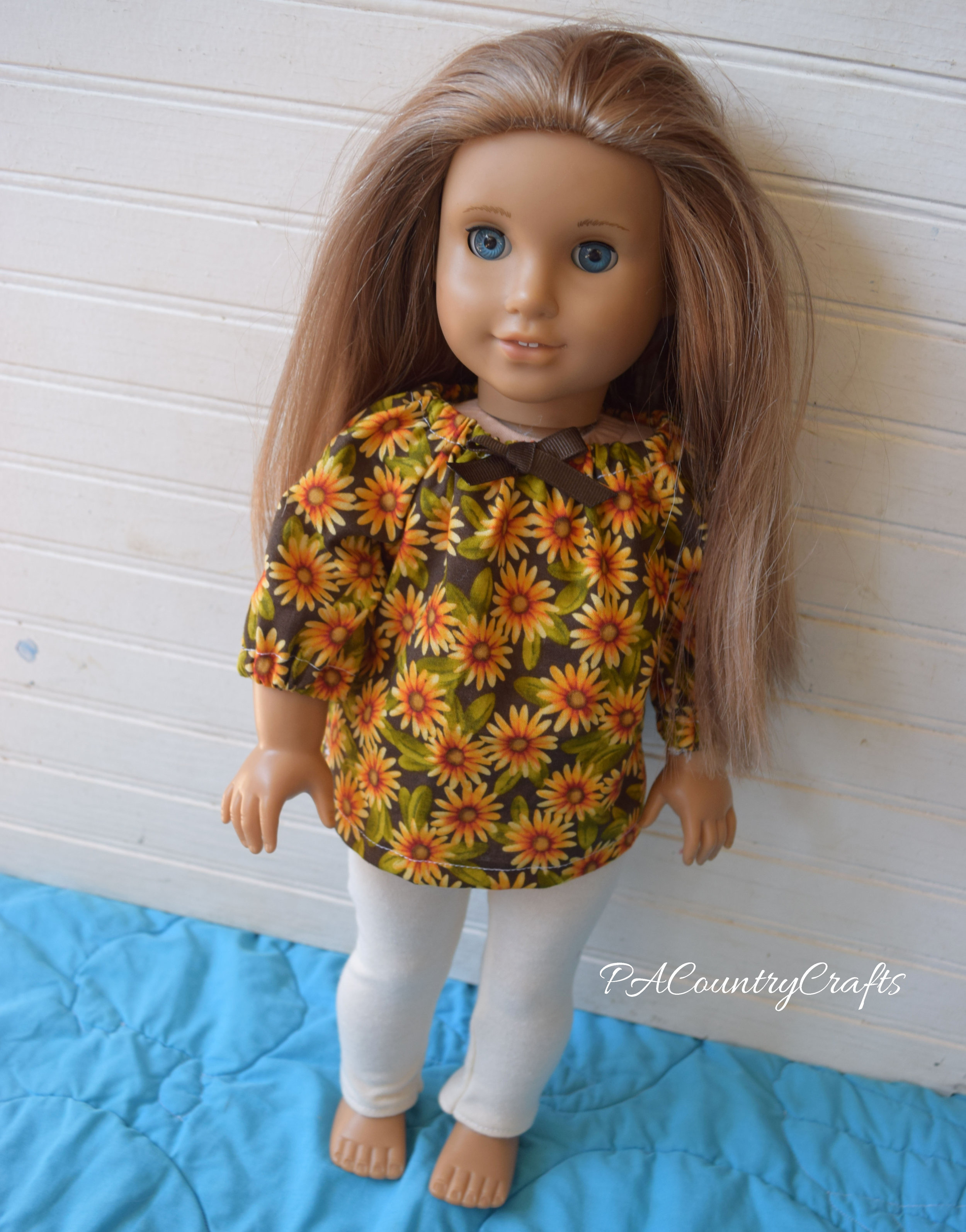 18" doll clothes- sunflower top and leggings