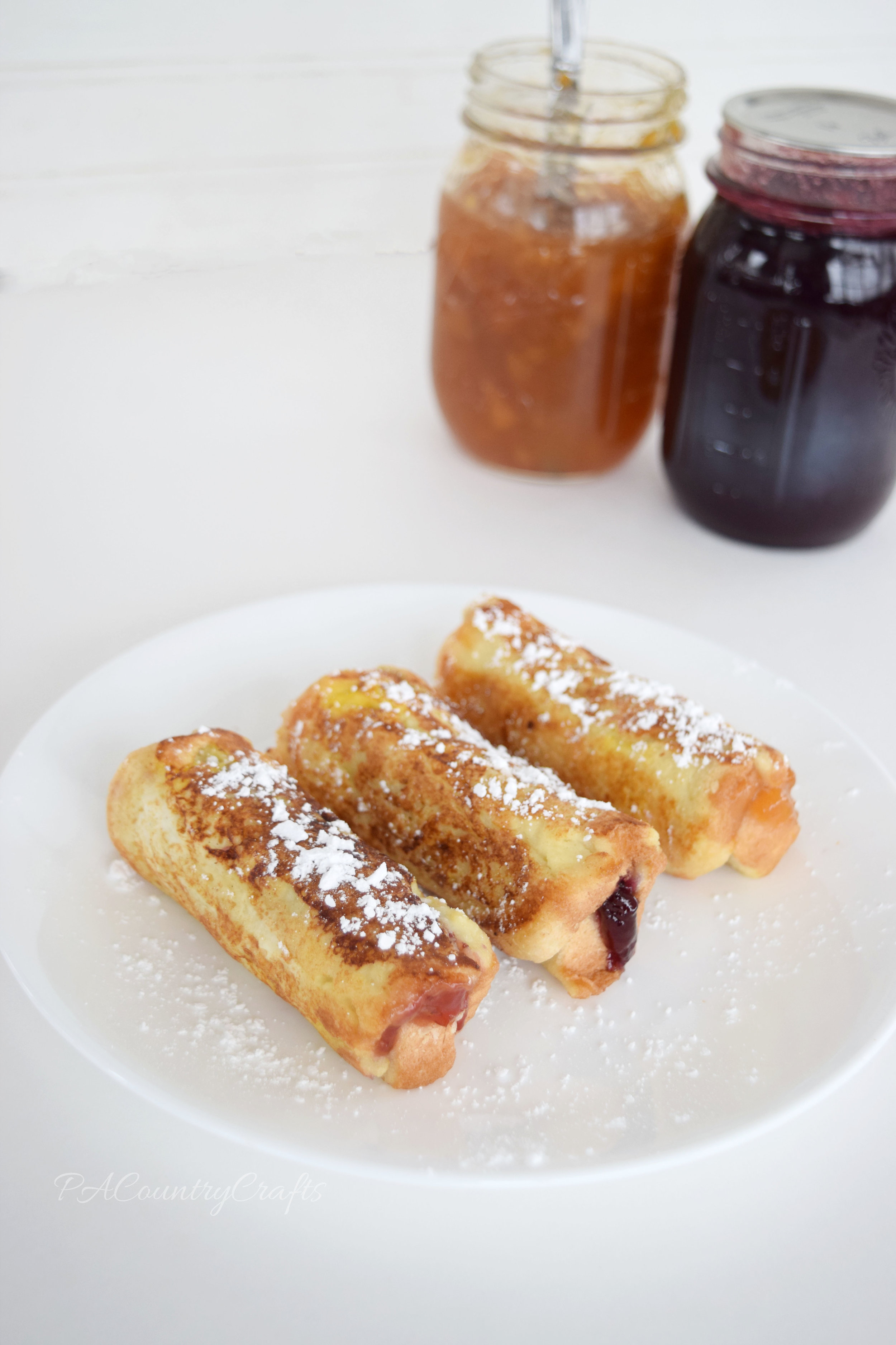 Quick and easy breakfast idea- peanut butter and french toast roll-ups!