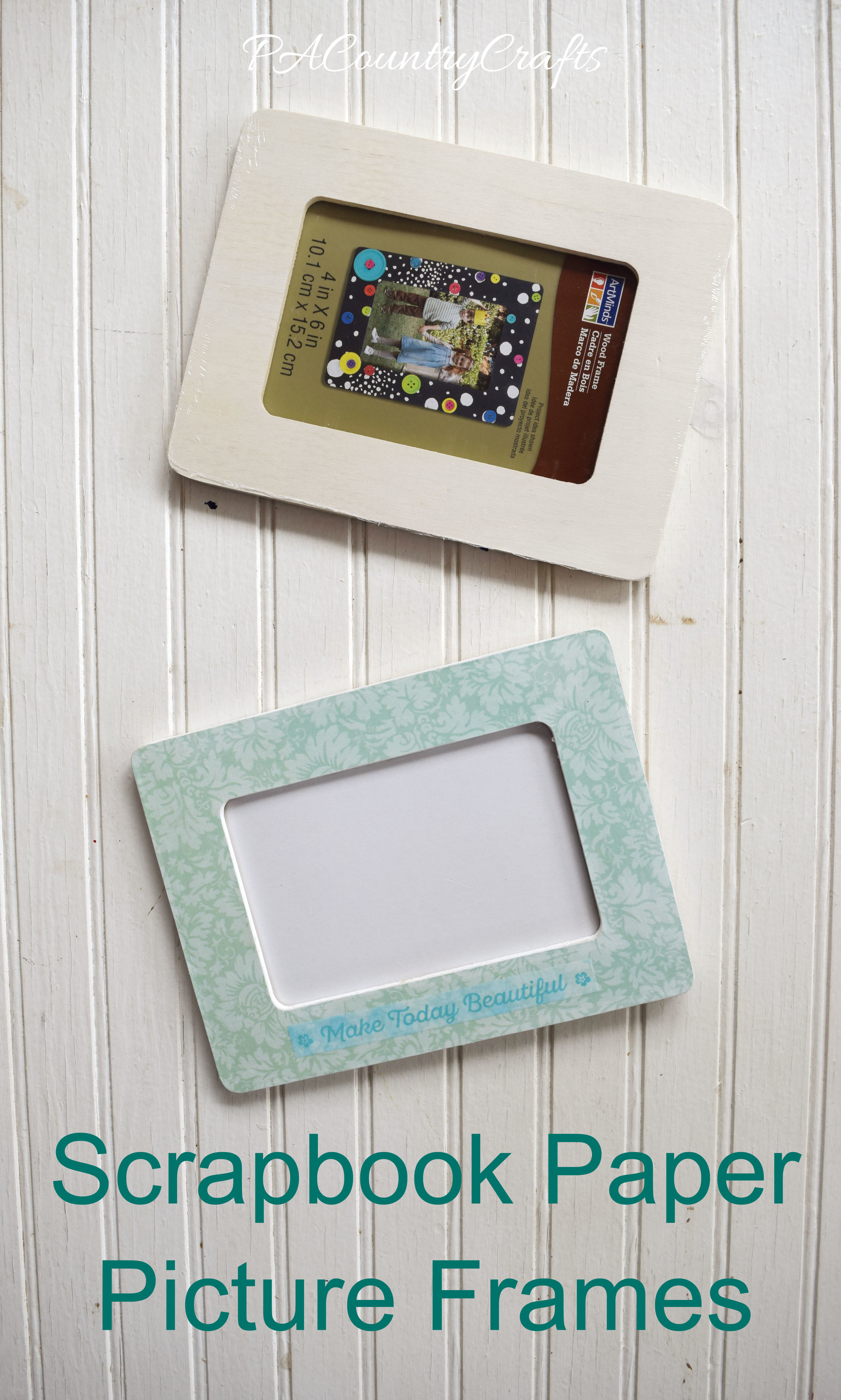 Easy group craft- scrapbook paper covered picture frames!