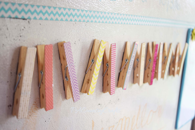 Washi tape clothespin magnets- easy craft project for kids or groups