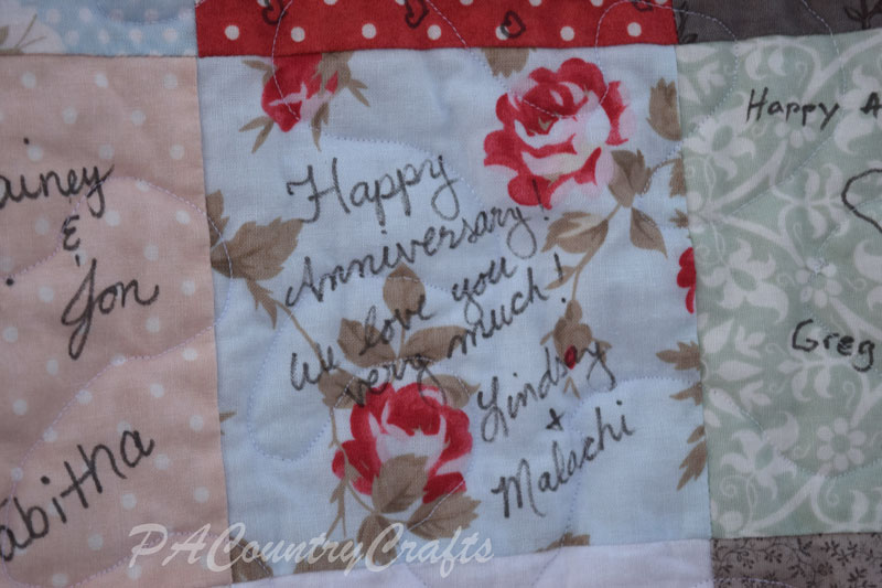 Anniversary Party Guest Book Signed Quilt