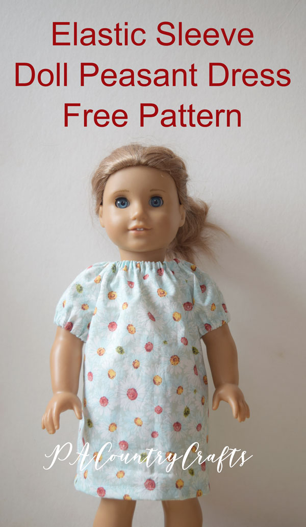 A free printable pattern for a doll peasant dress with elastic sleeves!