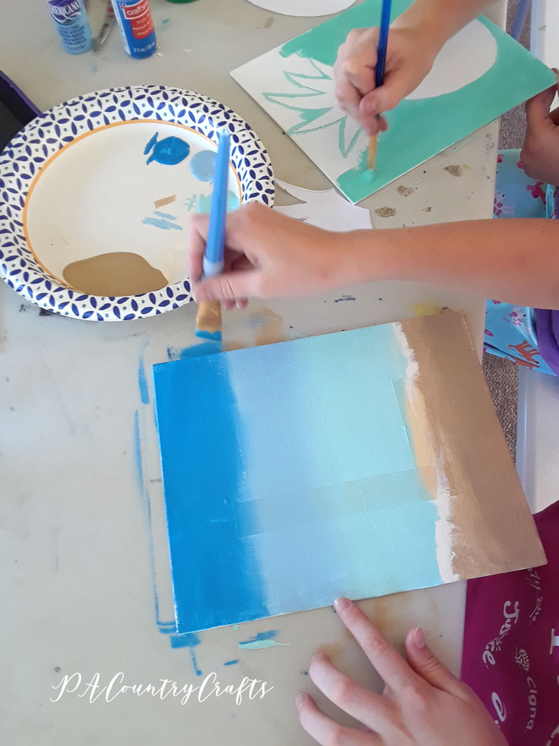 Kids beach canvas painting project