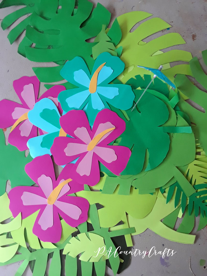 Paper cut-outs for a tropical beach party!
