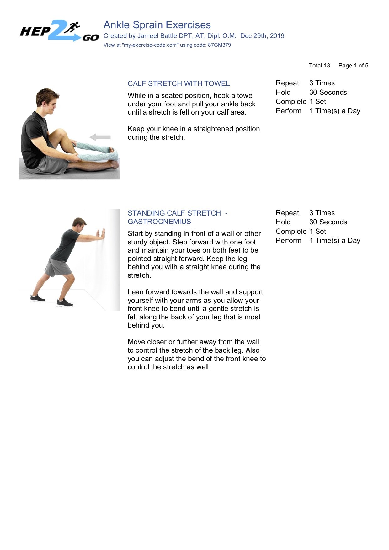 Home Exercises Program for Lateral Ankle Sprain — Integrative