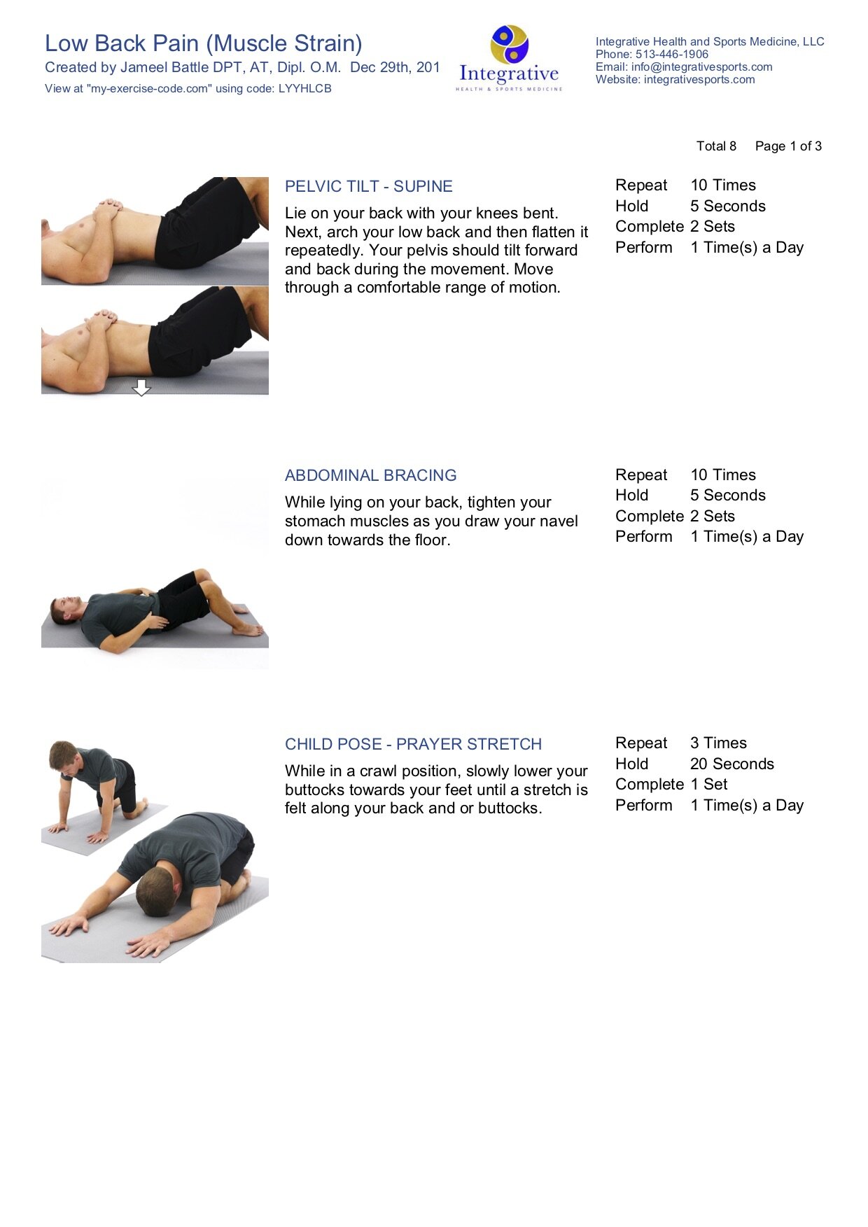 Low Back Pain Exercises for Pain Relief
