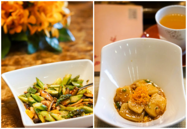 Chinese New Year 2017 at Cherry Garden, Mandarin Oriental Singapore - Wok Fried Mushrooms & Celery in XO Sauce and Braised Shanghai Nian Gao with Kurobuta Pork