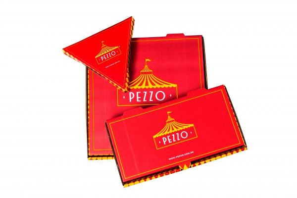 Pezzo Pizza Carnival-themed Boxes