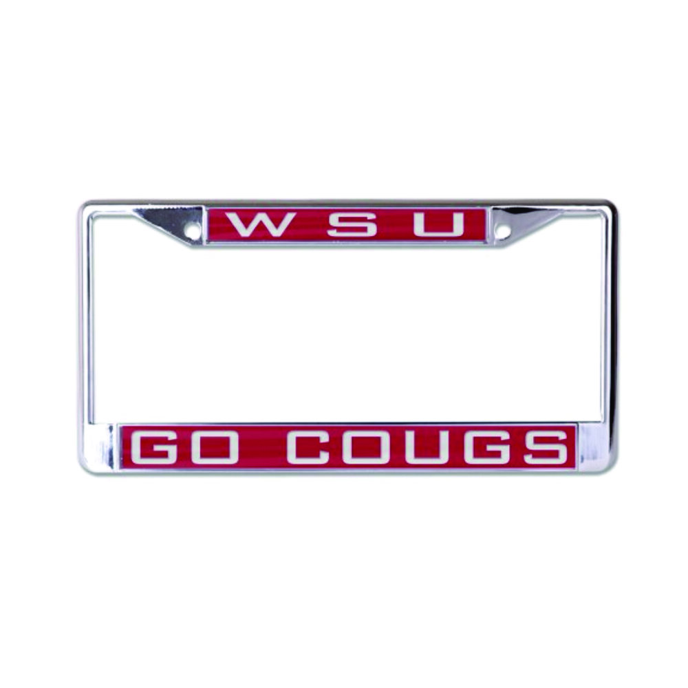 Washington State Cougars NCAA Rico Industries  Laser Cut Inlaid Standard Chrome License Plate Frame 
