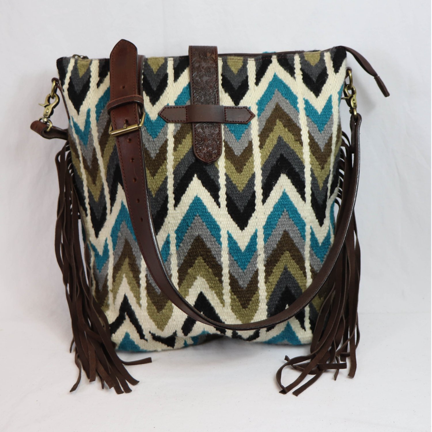 Beaded Leather Fringed Handcrafted Western Bag