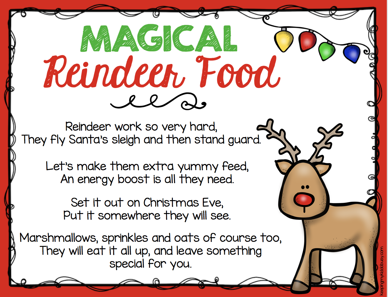 Magical Reindeer Food FREEBIE — Keeping My Kiddo Busy