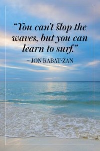 you can't stop the waves but you can learn to surf