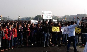 Students in Delhi protest the rising violence against women.