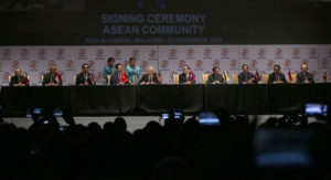 ASEAN leaders sign the 2015 Kuala Lumpur Declaration on the establishment of the ASEAN Community and the Kuala Lumpur Declaration on ASEAN 2025. Wikimedia Commons