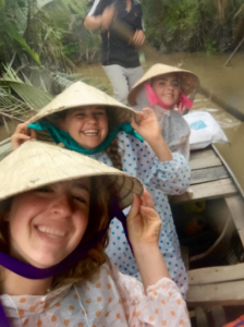 We were ready for anything in our rice hats and ponchos! Image: Hannah Everett. 