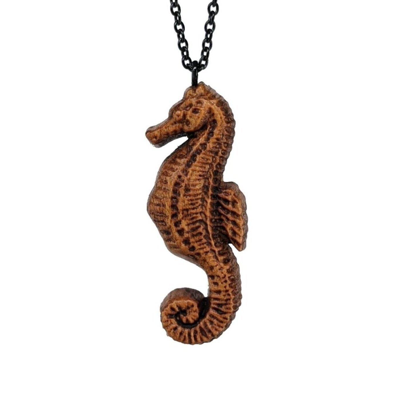 Seahorse Sea Horse Necklace  Handmade Wooden Engraved Charm wood Pendant Choker 