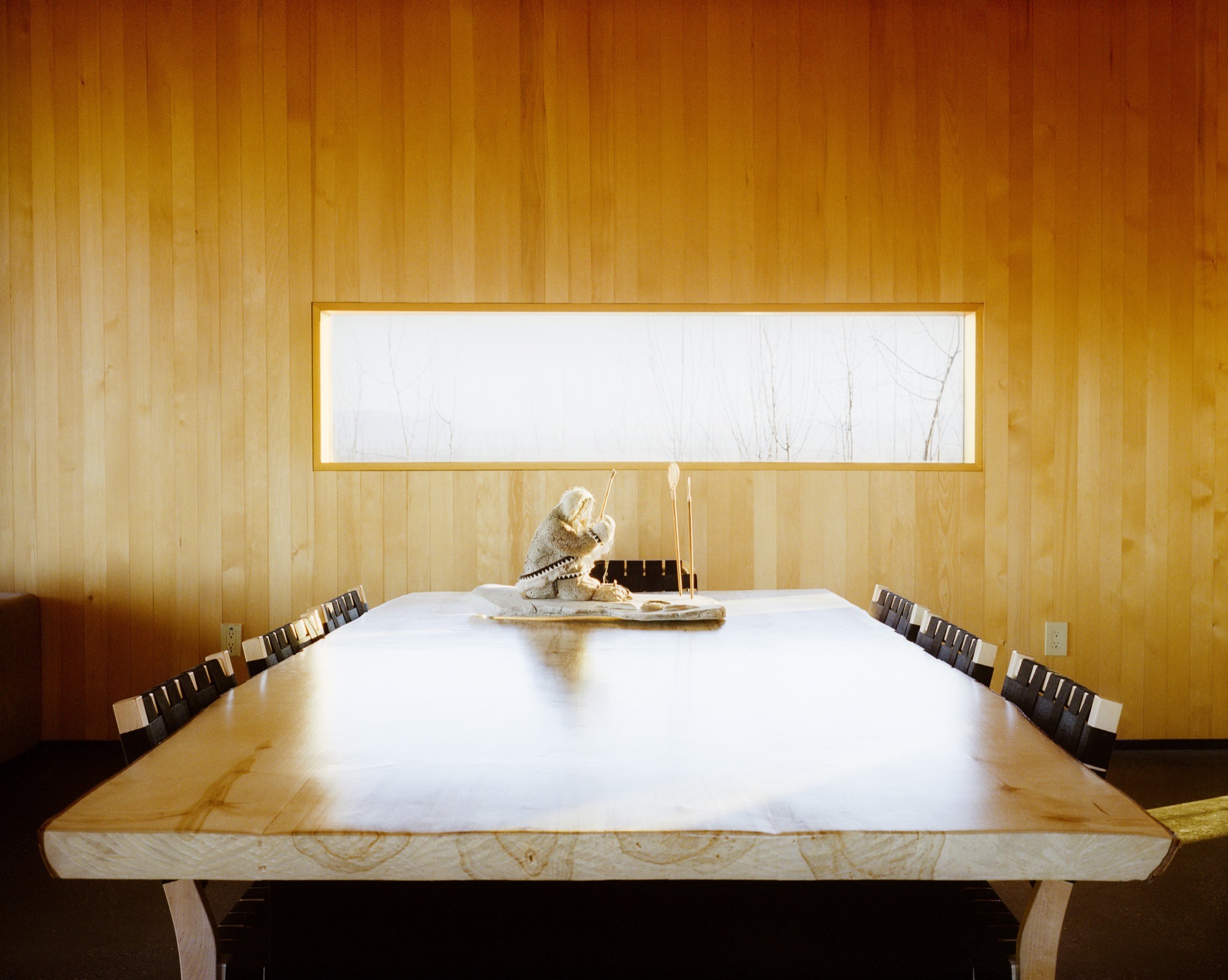 Buser made the dining table which is surrounded by Chair 611s by Alvar Aalto for Artek / Photo by Kamil Bialous