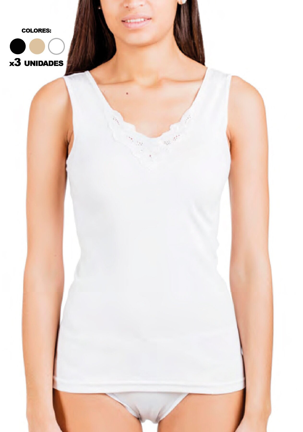 Camiseta interior mujer de algodón tirante ancho