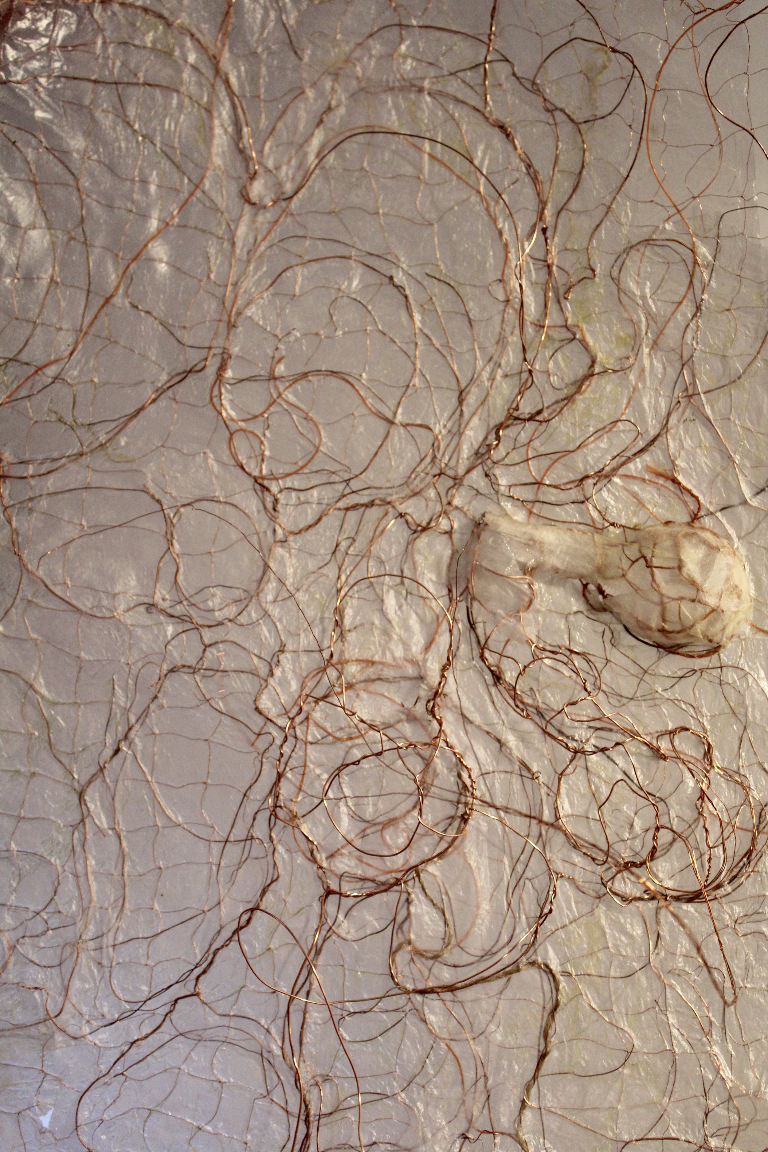 Wire, paper, linseed oil drawing - in progress (detail)