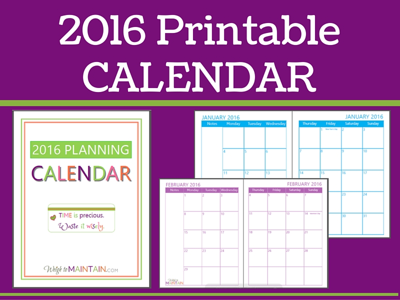2016 printable calendar featured image