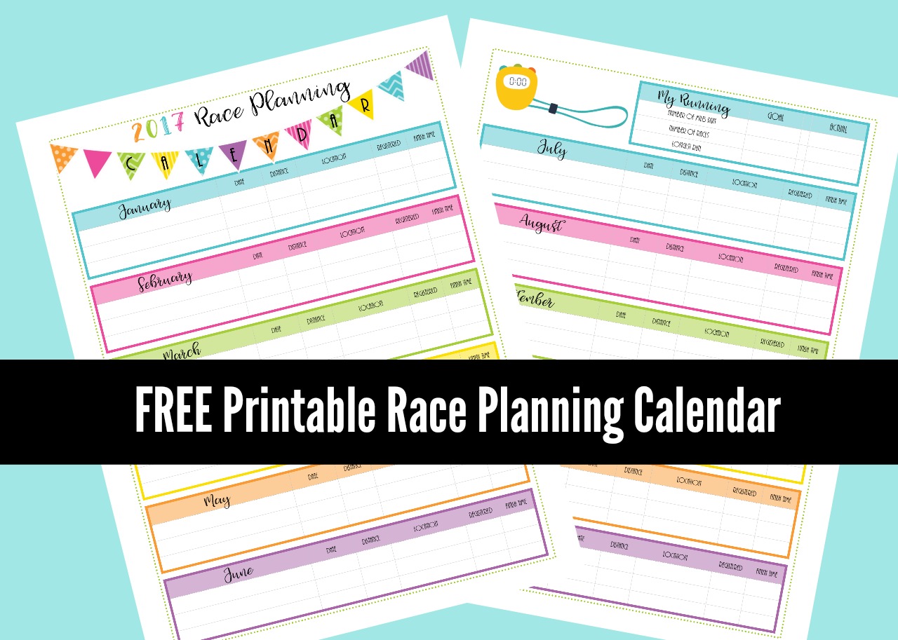 printable race planning calendar