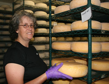 Cheesemaker Jeannine hanging out with the Ascutney