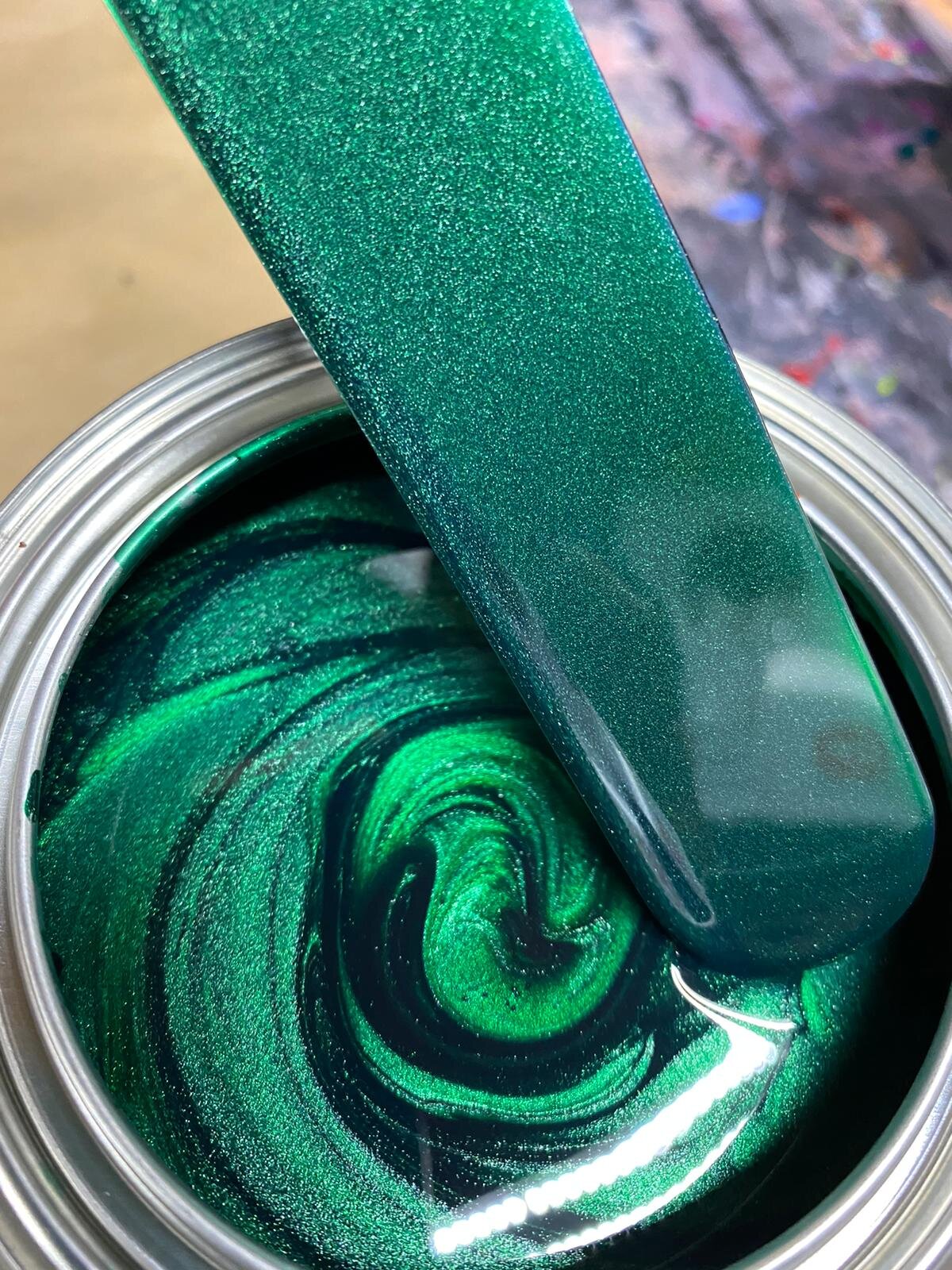 Dark Green Teal Metallic Basecoat Flake Matched Paint — Tropical Glitz