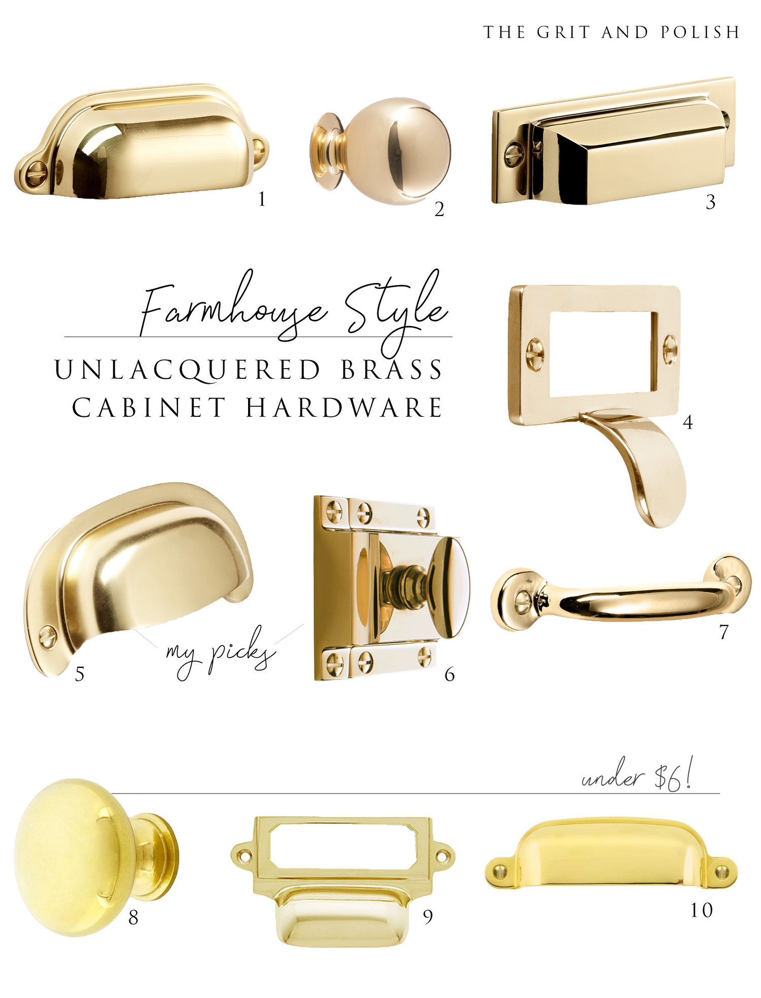 Farmhouse Kitchen Picking Our Unlacquered Brass Hardware The