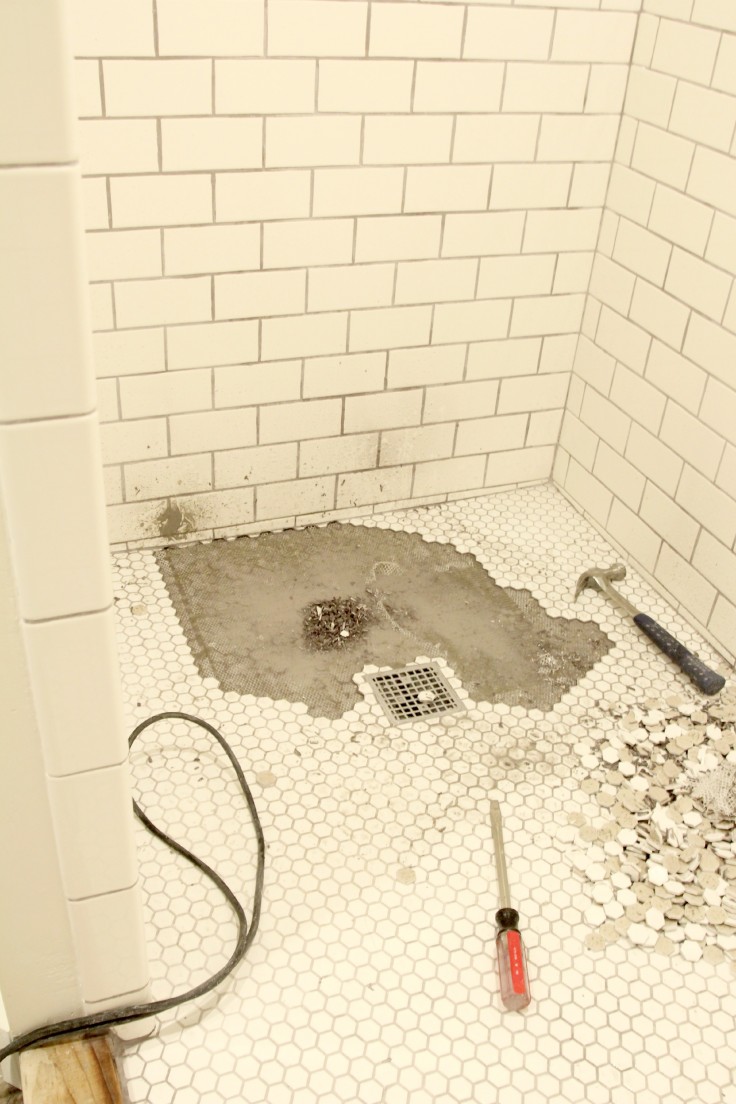 The Grit and Polish - Bathroom floor tile fix for improper slopping