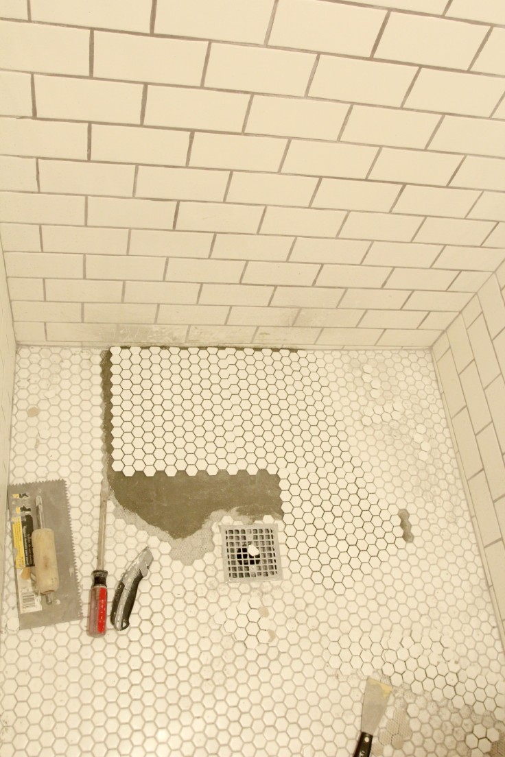 The Grit and Polish - bathroom shower floor re-tile