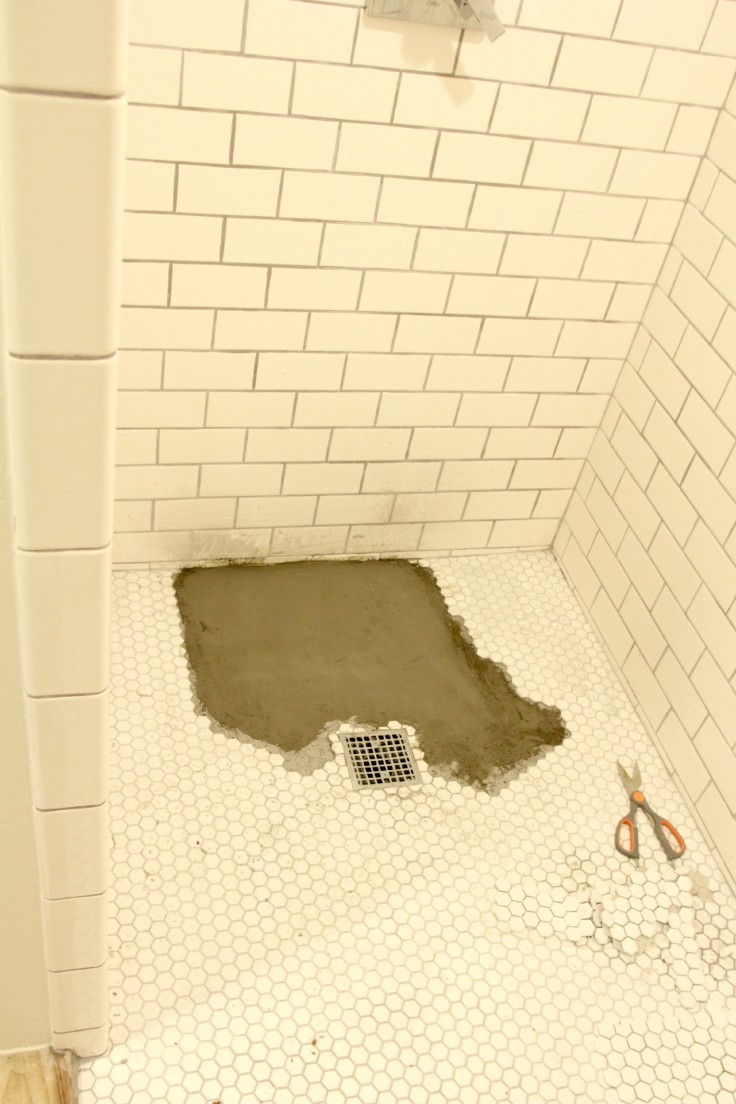 The Grit and Polish - bathroom shower floor redo