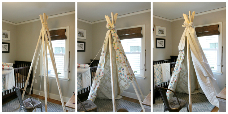 The Grit and Polish - building a teepee with quilts collage