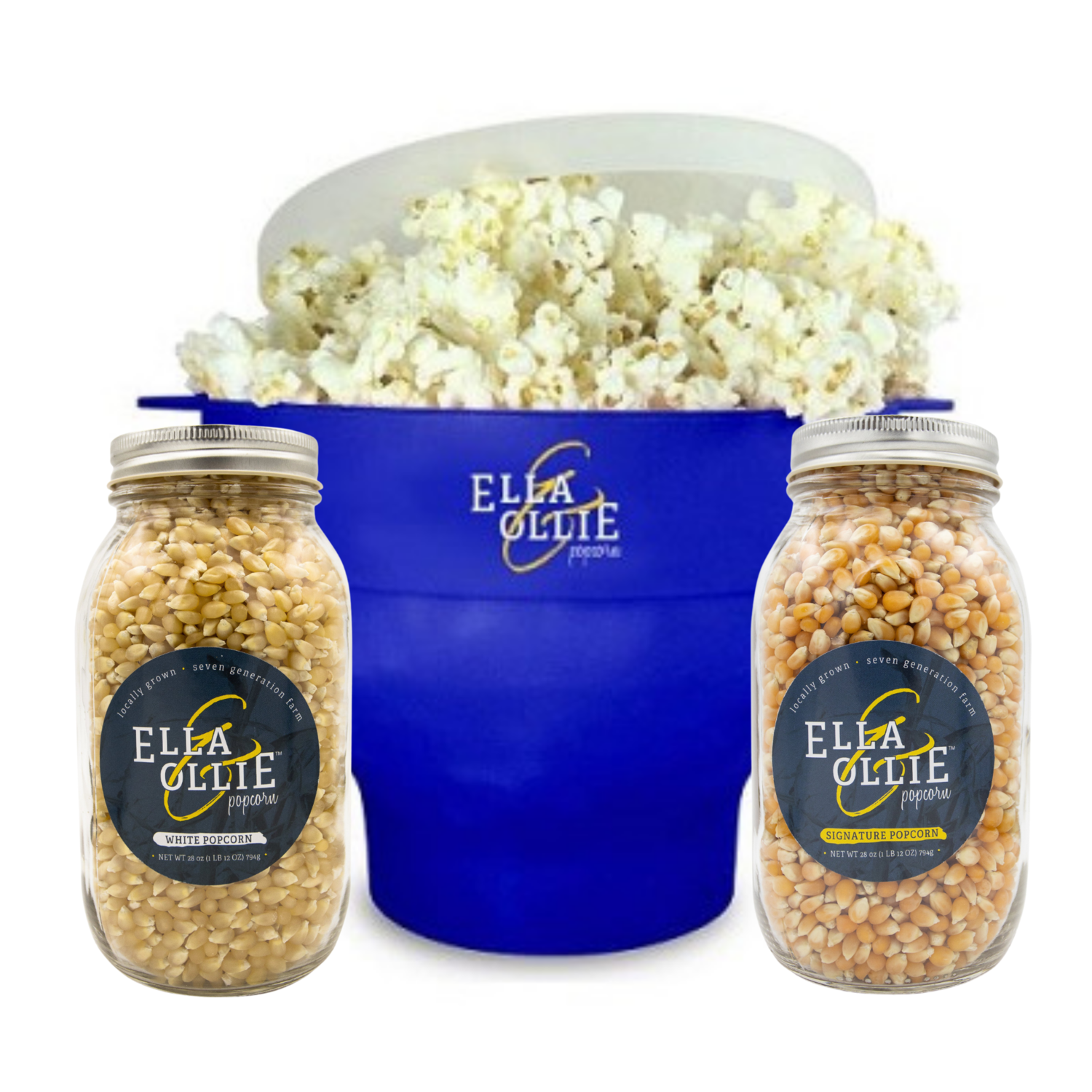 2 Mason Jars of Signature or White Popcorn (28 oz. each) and a Microwave  Popcorn Popper — ELLA & OLLIE POPCORN