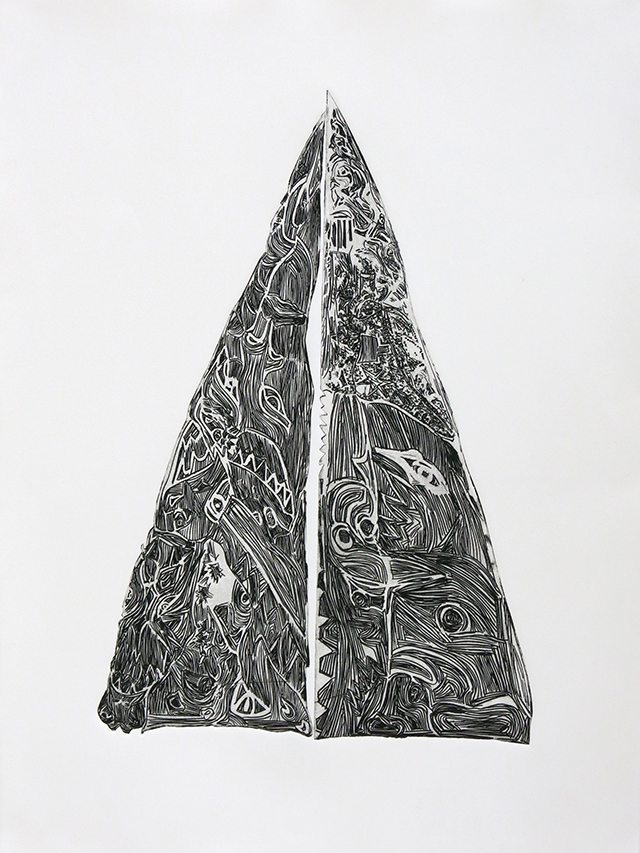 Dinah Shapiro, Shark Totem, 2016, Drypoint etching, 22.25″ x 30″