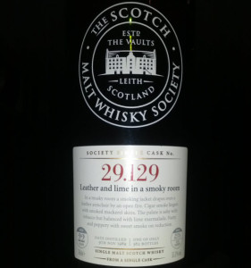 SMWS 29.129 Leather and lime in a smoky room
