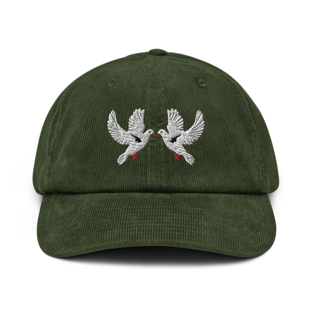 Peace Doves Corduroy TAMIMI Branches SUZY /Poppies/Olive hat Embroidered —