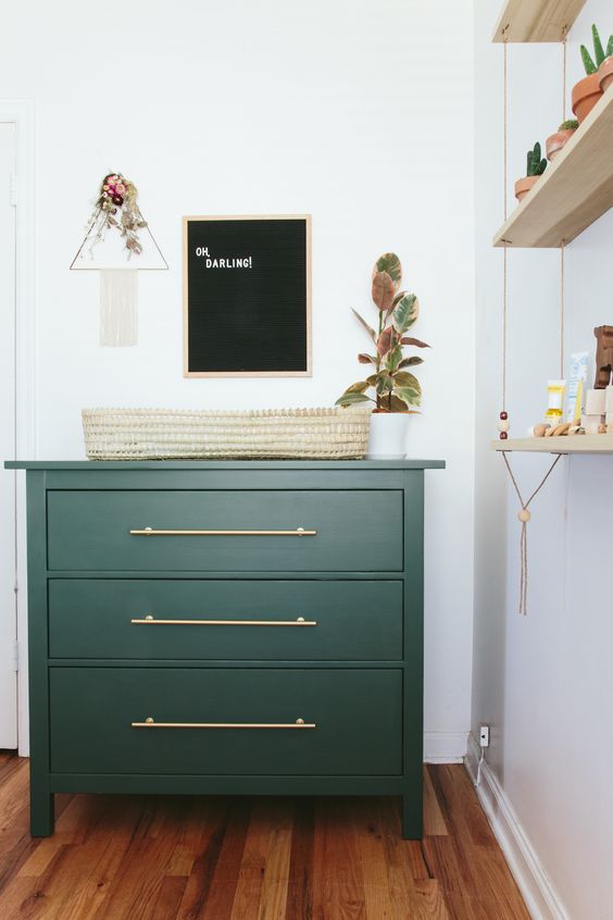 Modern Green Dresser with Leather Pulls  One Room Challenge Week 3 — This  Giant Life